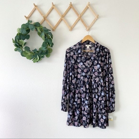 Style & Co Peasant Swing Floral Long Sleeve Top Mesh NWT Medium - Picture 5 of 13